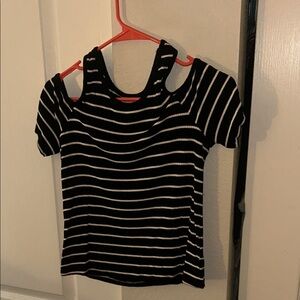 Mossimo Supply Co. Black and White Striped Short Sleeve Top